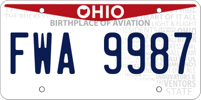 OH license plate FWA9987