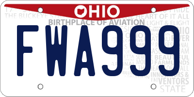 OH license plate FWA999