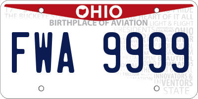 OH license plate FWA9999