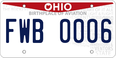 OH license plate FWB0006