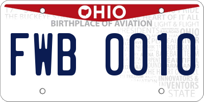 OH license plate FWB0010