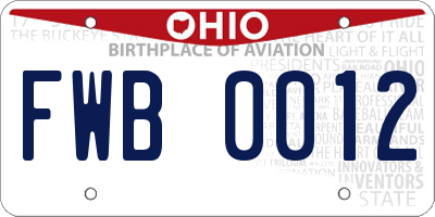 OH license plate FWB0012