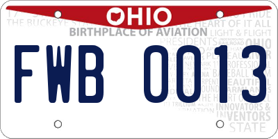 OH license plate FWB0013