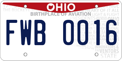 OH license plate FWB0016