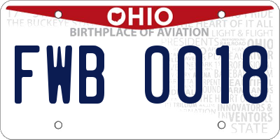 OH license plate FWB0018