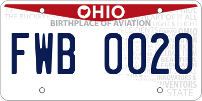 OH license plate FWB0020