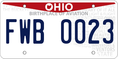 OH license plate FWB0023