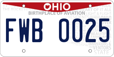 OH license plate FWB0025