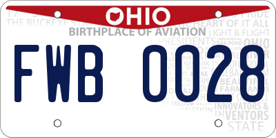 OH license plate FWB0028