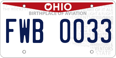 OH license plate FWB0033