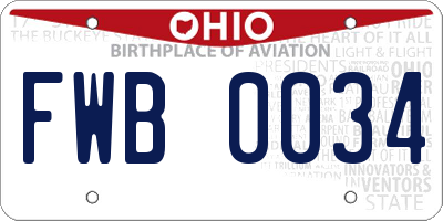 OH license plate FWB0034