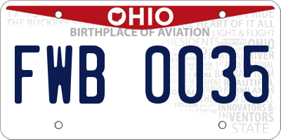 OH license plate FWB0035