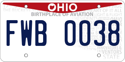 OH license plate FWB0038