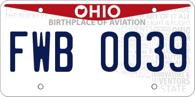 OH license plate FWB0039