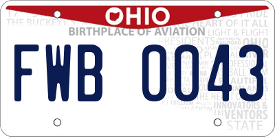 OH license plate FWB0043