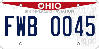 OH license plate FWB0045