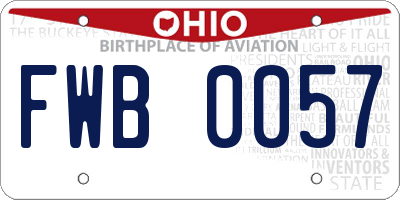 OH license plate FWB0057