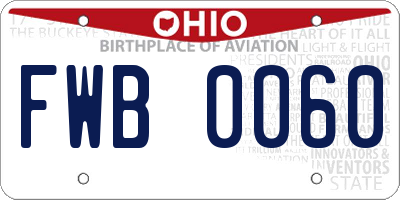 OH license plate FWB0060
