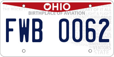 OH license plate FWB0062