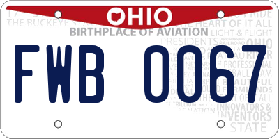 OH license plate FWB0067