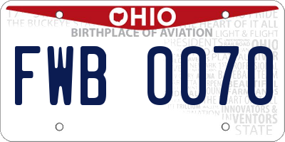 OH license plate FWB0070