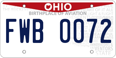 OH license plate FWB0072