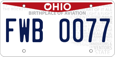 OH license plate FWB0077