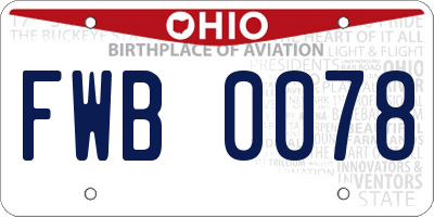 OH license plate FWB0078