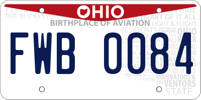 OH license plate FWB0084