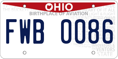 OH license plate FWB0086