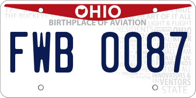 OH license plate FWB0087