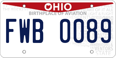 OH license plate FWB0089