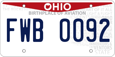 OH license plate FWB0092