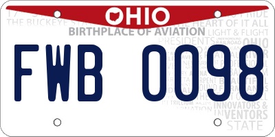 OH license plate FWB0098