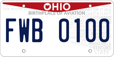 OH license plate FWB0100