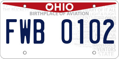 OH license plate FWB0102