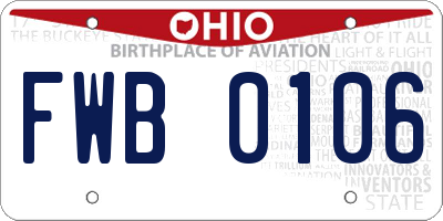 OH license plate FWB0106