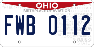 OH license plate FWB0112