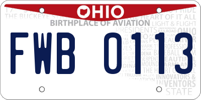 OH license plate FWB0113