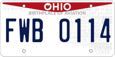 OH license plate FWB0114