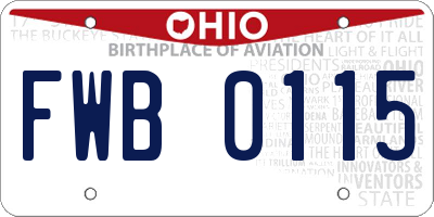 OH license plate FWB0115