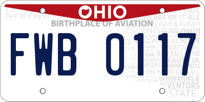 OH license plate FWB0117