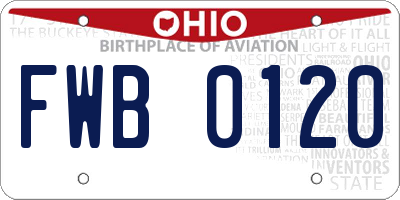 OH license plate FWB0120