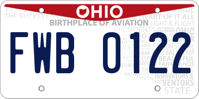 OH license plate FWB0122