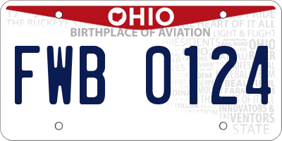 OH license plate FWB0124