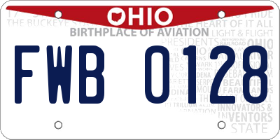 OH license plate FWB0128