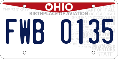 OH license plate FWB0135