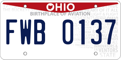 OH license plate FWB0137