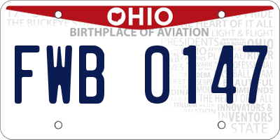 OH license plate FWB0147