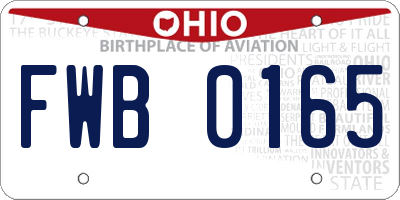 OH license plate FWB0165